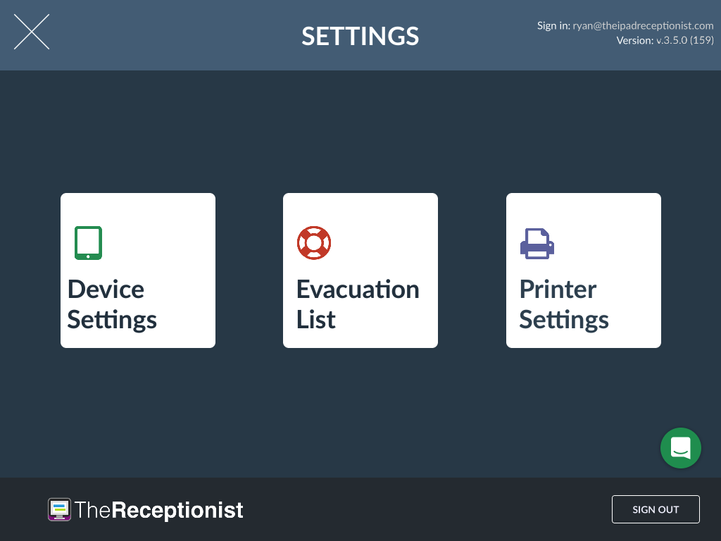 Evacuation List Selection Screen