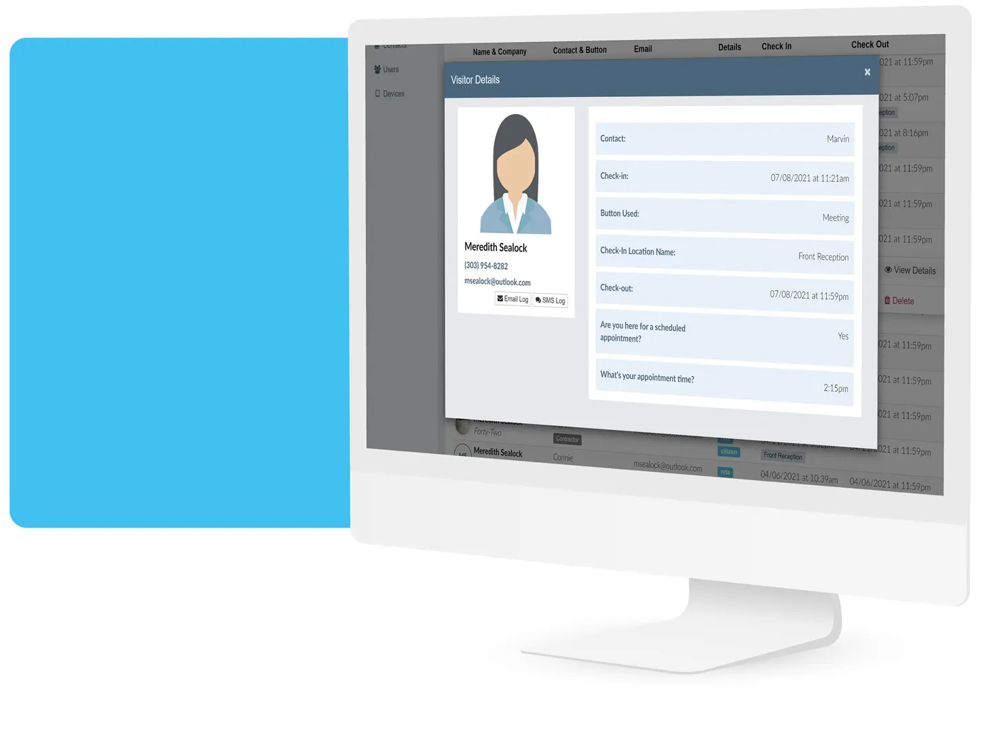 The Receptionist for iPad Visitor Management System - Admin Visitor Details
