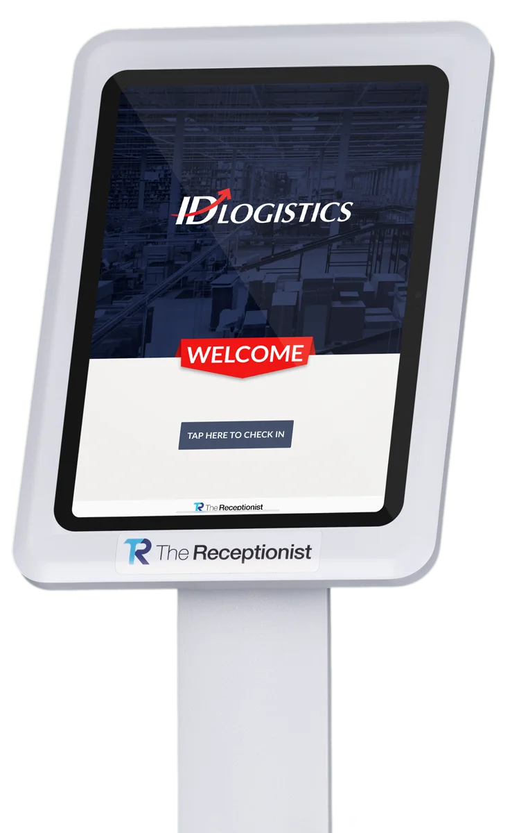 ID Logistics home screen on The Receptionist for iPad visitor management system.