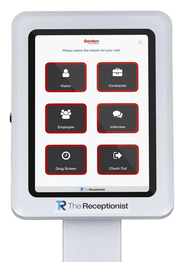 Gordon Food Services check in screen on The Receptionist for iPad Visitor Management System.